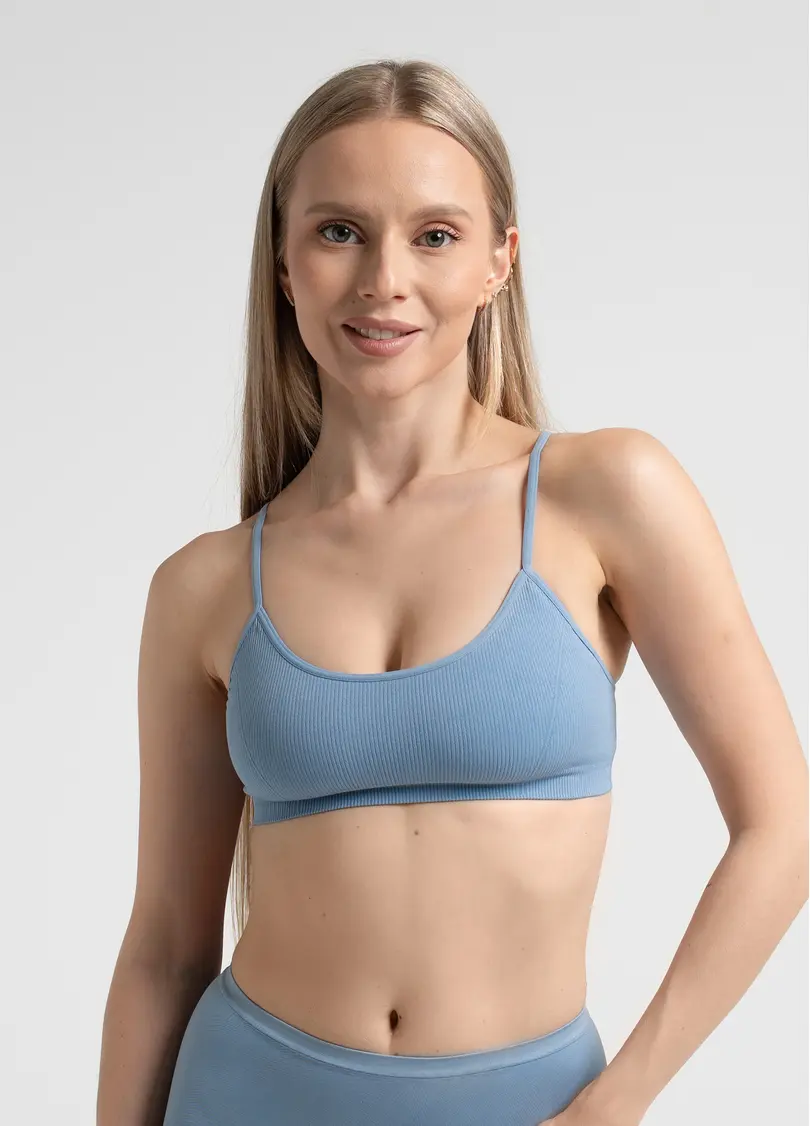 Топ на бретелях в рубчик CAMI TOP RIB, блакитний