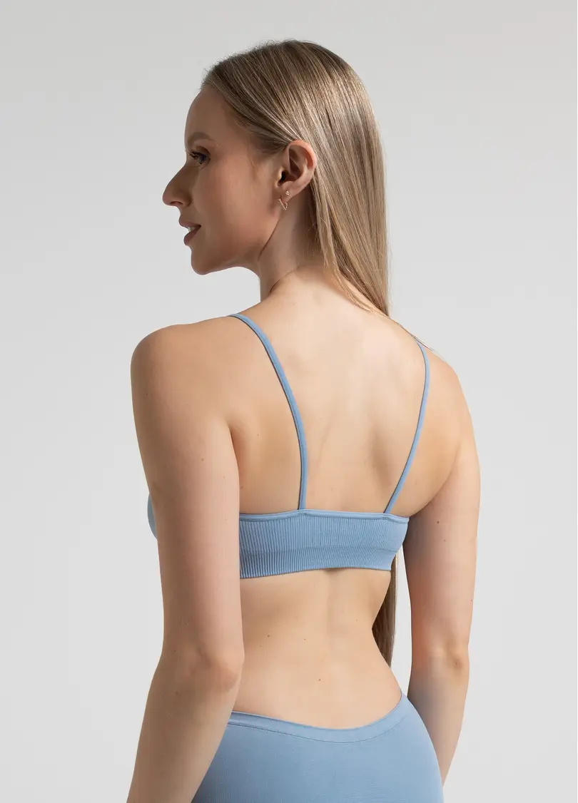 Топ на бретелях в рубчик CAMI TOP RIB, блакитний