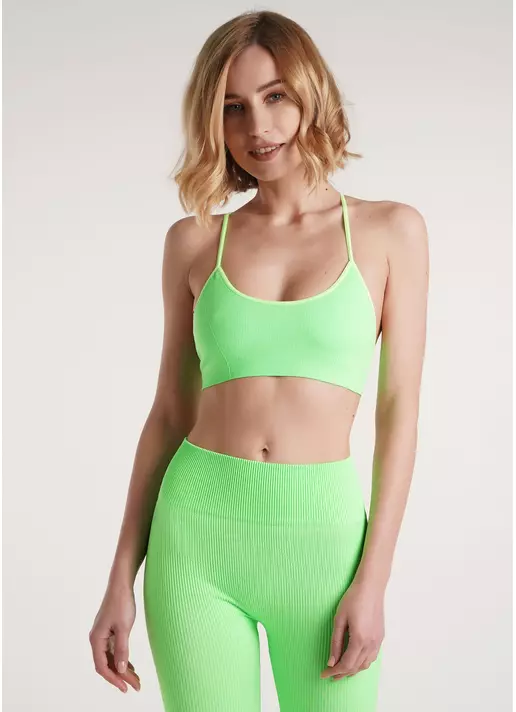 Топ на бретелях в рубчик CAMI TOP RIB green neon (неоновий зелений)