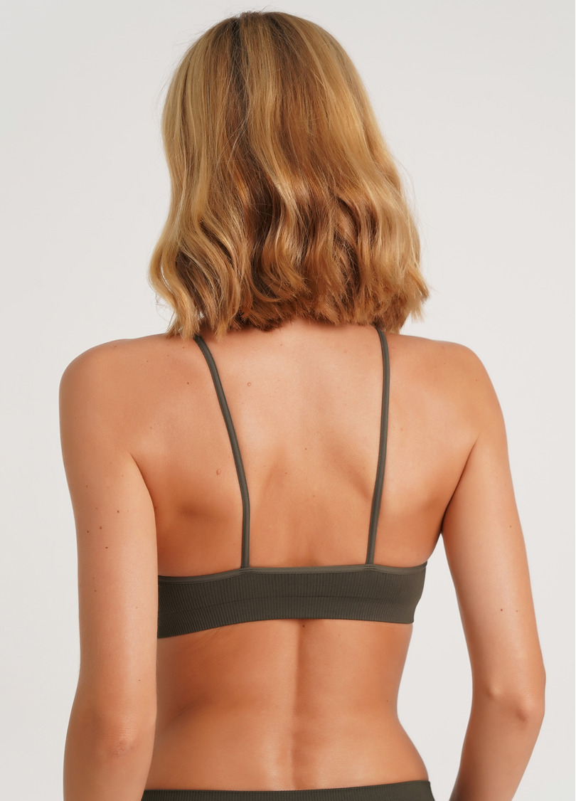 Топ на бретелях в рубчик CAMI TOP RIB khaki (хаки)