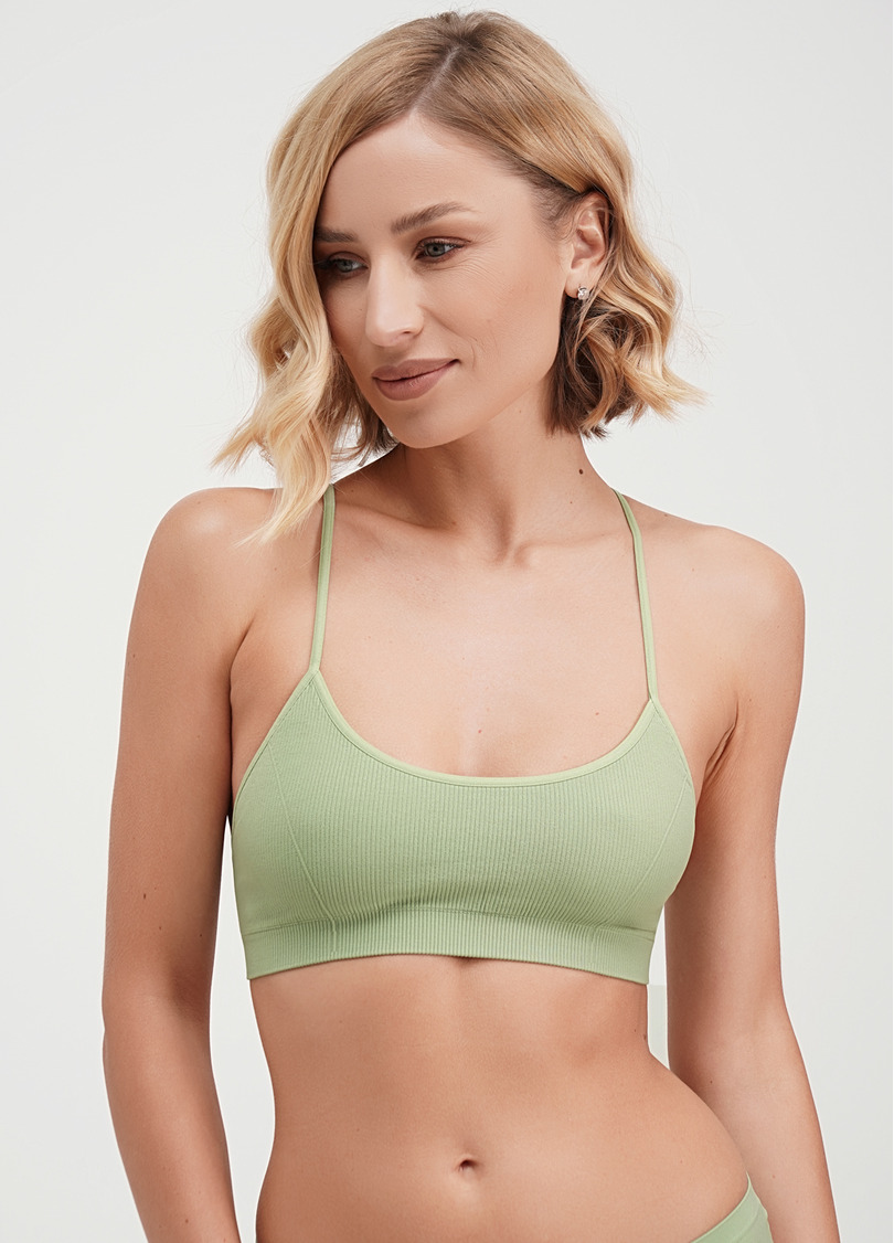 Топ на бретелях в рубчик CAMI TOP RIB kohlrabi (зелений)