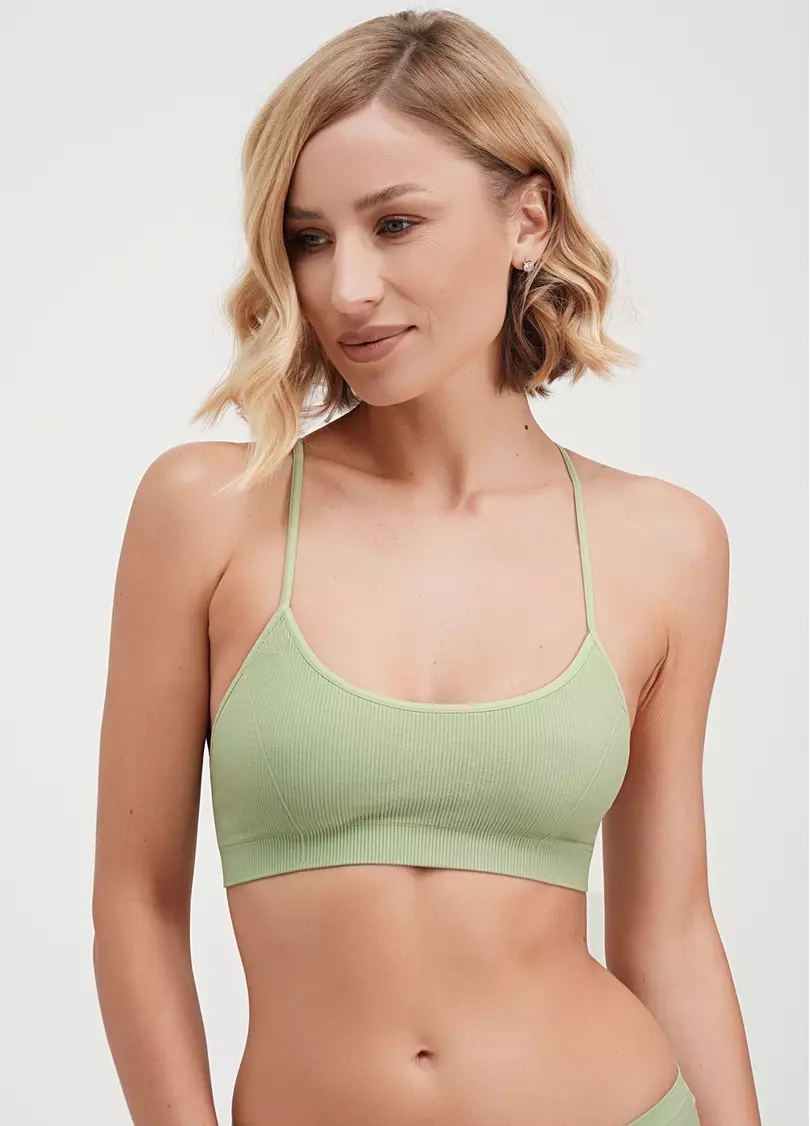 Топ на бретелях в рубчик CAMI TOP RIB kohlrabi (зелений)