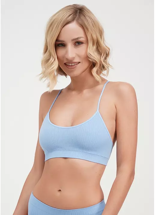 Топ на бретелях в рубчик CAMI TOP RIB lacecap hydrangea (блакитний)