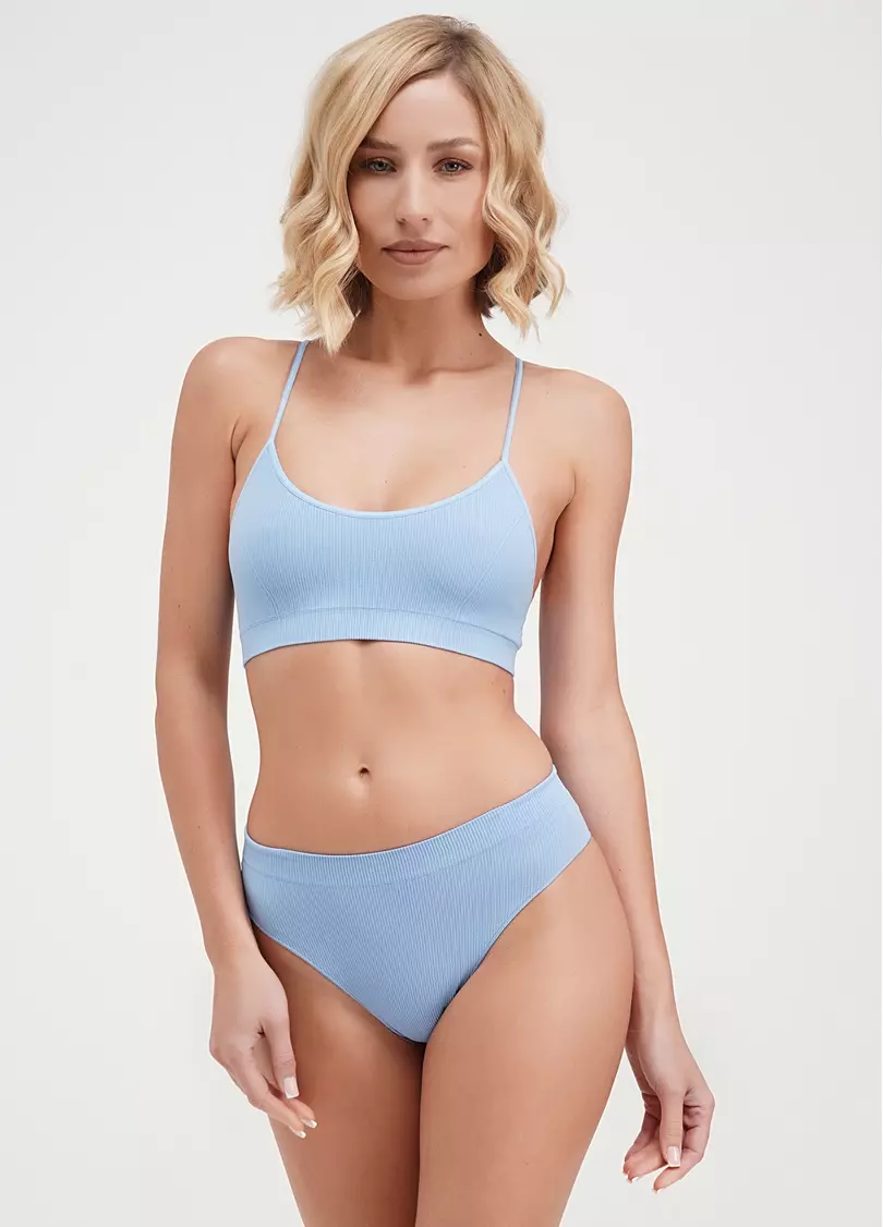 Топ на бретелях в рубчик CAMI TOP RIB lacecap hydrangea (блакитний)