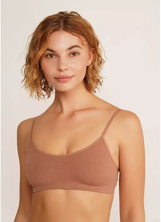 Топ на бретелях в рубчик CAMI TOP RIB mokko (коричневий)