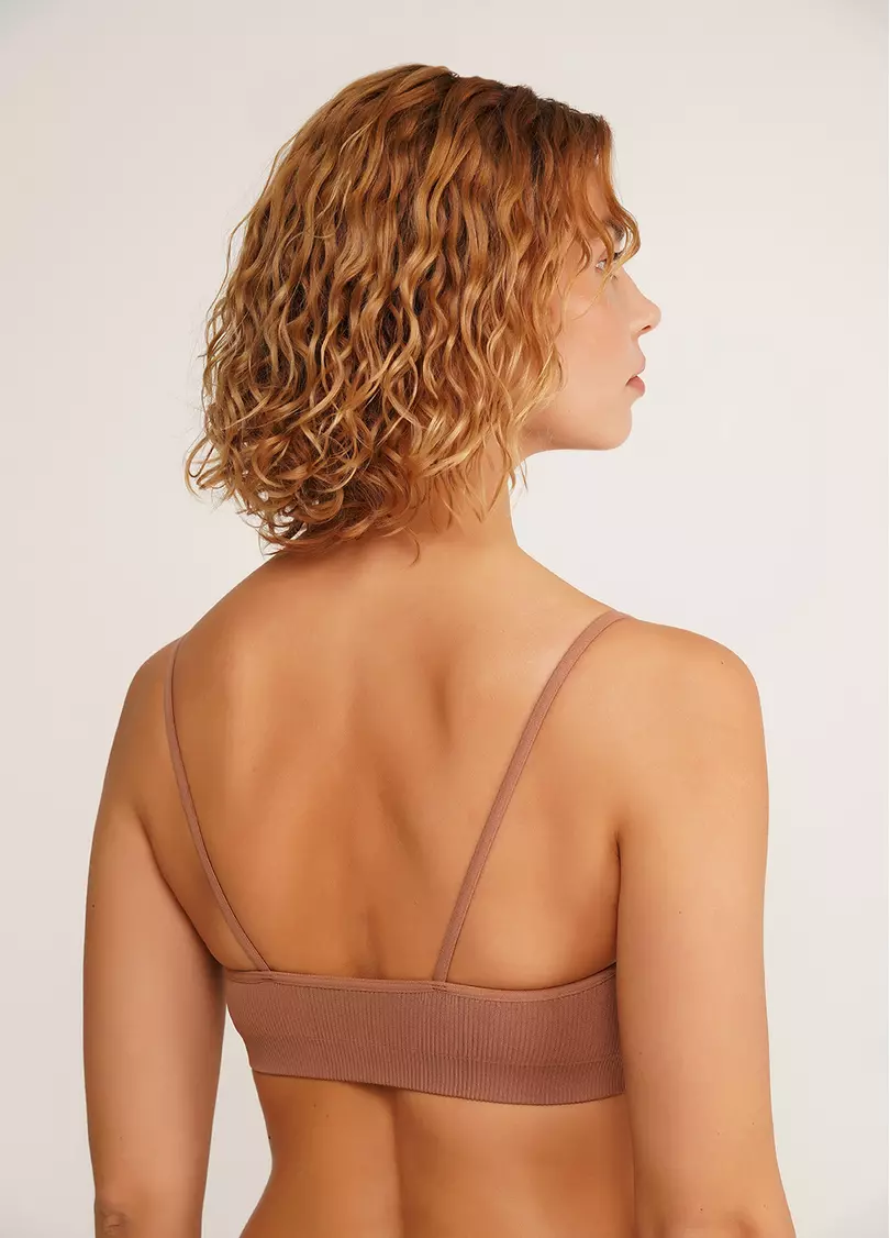 Топ на бретелях в рубчик CAMI TOP RIB mokko (коричневий)