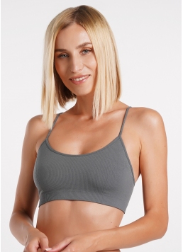 Топ на бретелях в рубчик CAMI TOP RIB poppy seed (сірий)