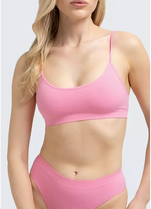 Топ на бретелях в рубчик CAMI TOP RIB (рожевий)