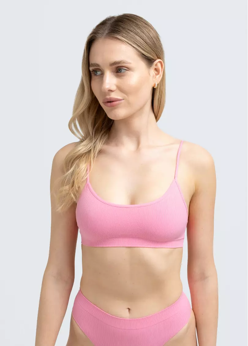 Топ на бретелях в рубчик CAMI TOP RIB (рожевий)