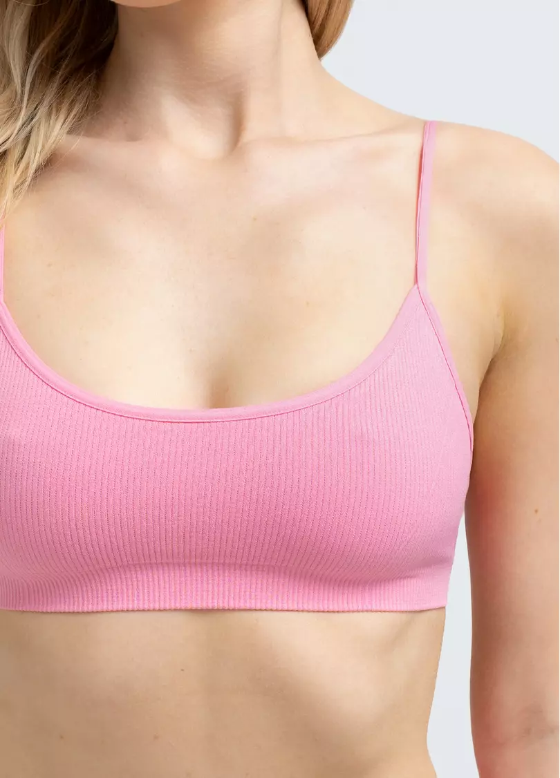 Топ на бретелях в рубчик CAMI TOP RIB (рожевий)