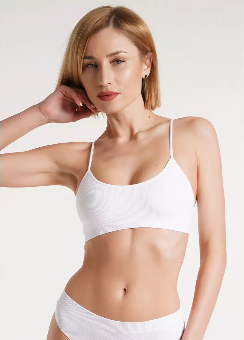 Топ на бретелях в рубчик CAMI TOP RIB white (білий)