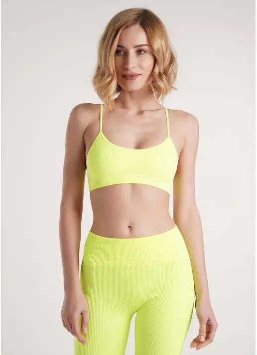 Топ на бретелях в рубчик CAMI TOP RIB yellow neon (неоновий жовтий)