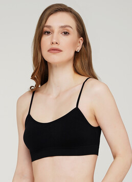 Бесшовный топ на тонких бретелях CAMI TOP (черный)