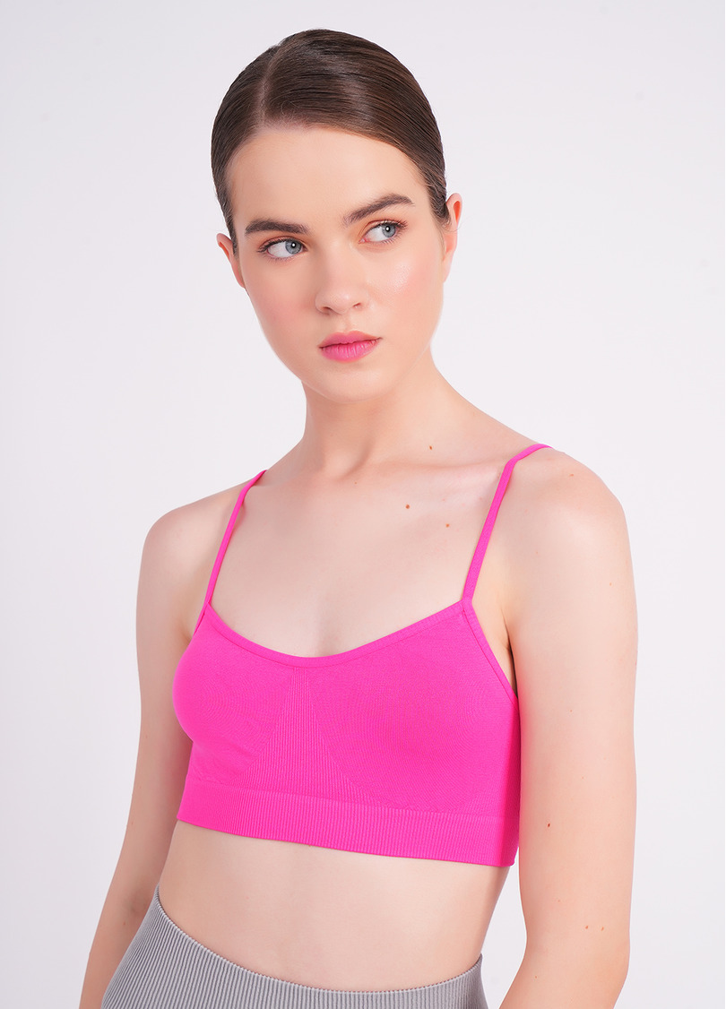 Бесшовный топ на тонких бретелях CAMI TOP bright pink (розовый)