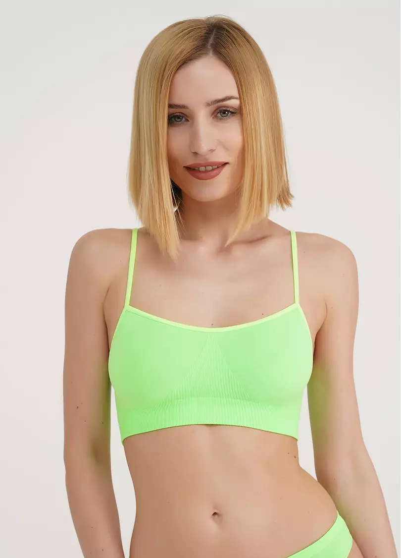 Бесшовный топ на тонких бретелях CAMI TOP green neon (неоновый зеленый)