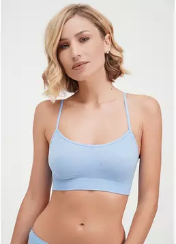 Бесшовный топ на тонких бретелях CAMI TOP lacecap hydrangea (голубой)