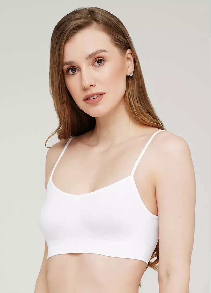 Бесшовный топ на тонких бретелях CAMI TOP (белый)