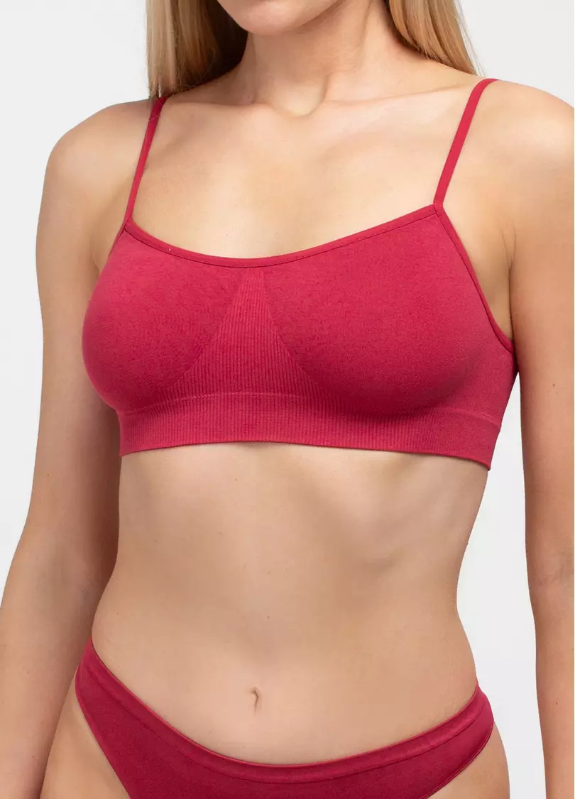 Безшовний топ на бретелях CAMI TOP winterberry (червоний)