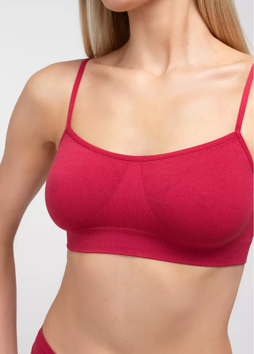 Безшовний топ на бретелях CAMI TOP winterberry (червоний)