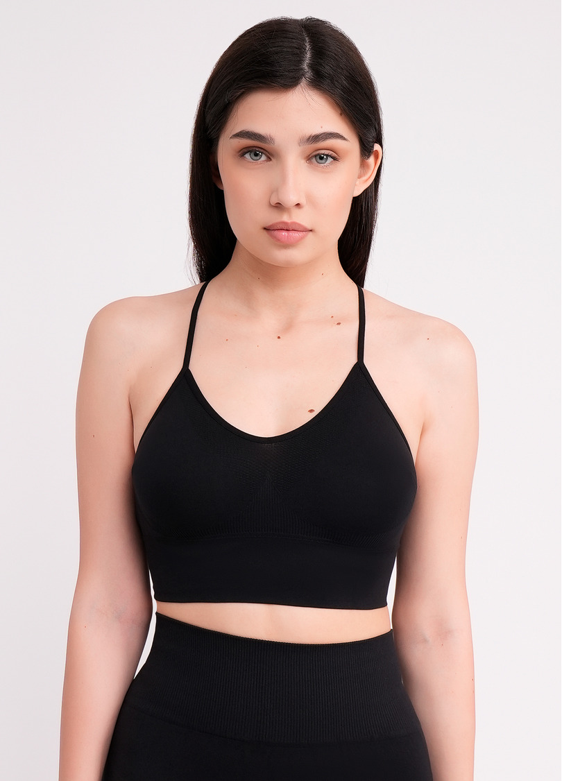 Бесшовный топ с боковой поддержкой FLEX TOP black (черный)