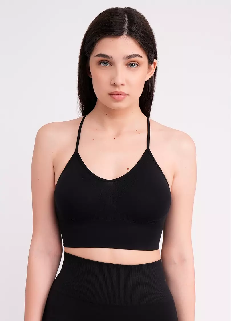 Бесшовный топ с боковой поддержкой FLEX TOP black (черный)
