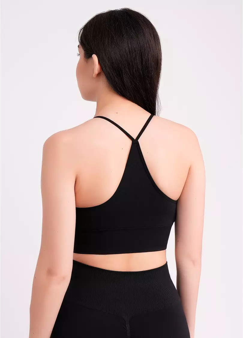 Бесшовный топ с боковой поддержкой FLEX TOP black (черный)
