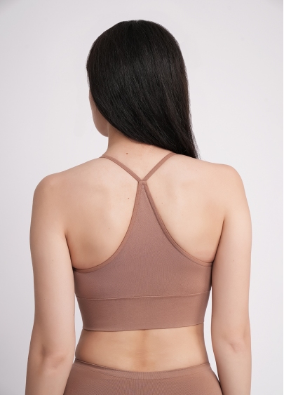 Безшовний топ з боковою підтримкою FLEX TOP mokko (коричневий)