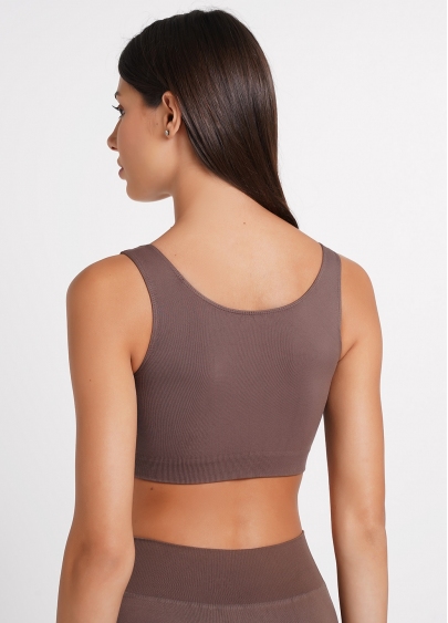 Безшовний топ на широких бретелях TANK TOP deep taupe (коричневий)