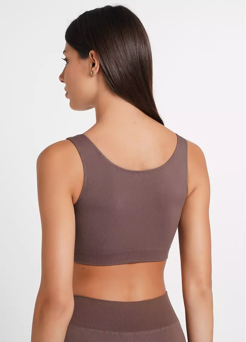Бесшовный топ на широких бретелях TANK TOP deep taupe (коричневый)