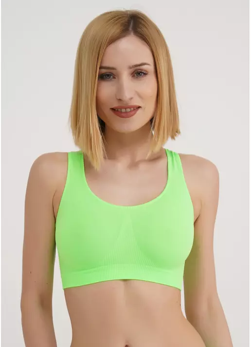 Безшовний топ на широких бретелях TANK TOP green neon (неоновий зелений)