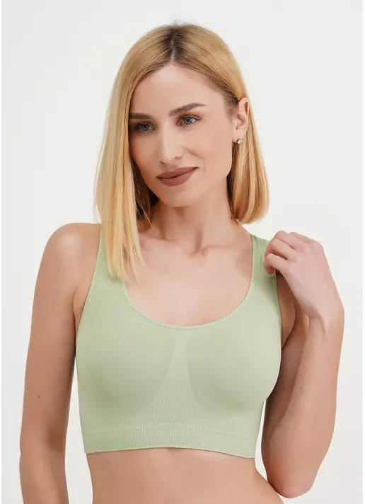 Безшовний топ на широких бретелях TANK TOP kohlrabi (зелений)