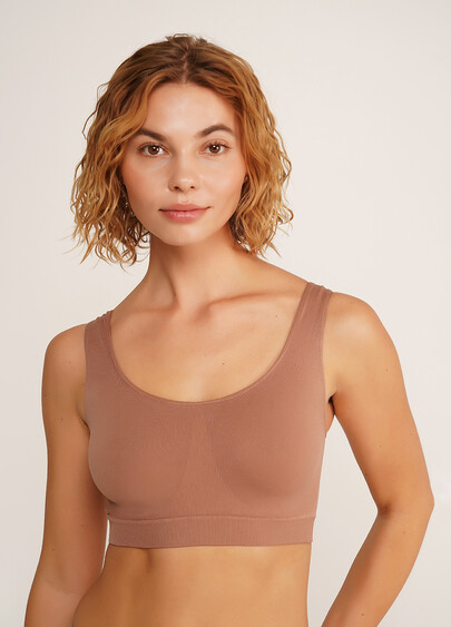 Безшовний топ на широких бретелях TANK TOP mokko (коричневий)