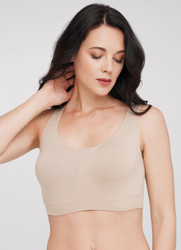 Бесшовный топ на широких бретелях TANK TOP (бежевый)