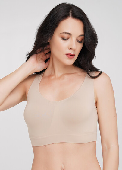 Бесшовный топ на широких бретелях TANK TOP (бежевый)