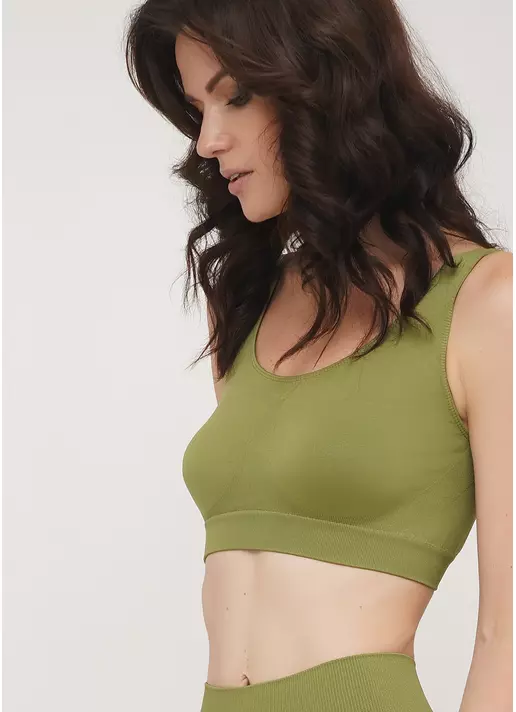 Безшовний топ на широких бретелях TANK TOP (оливковий) Безшовний топ на широких бретелях TANK TOP (оливковий)