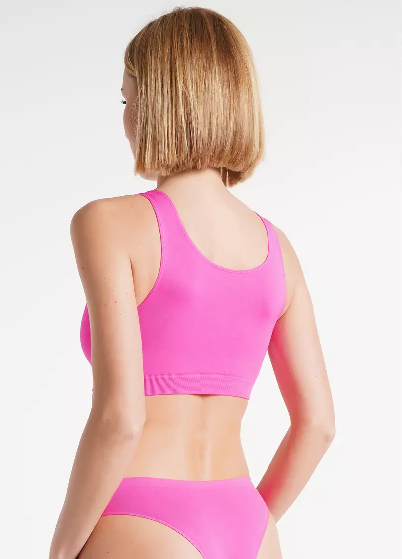 Бесшовный топ на широких бретелях TANK TOP pink neon (неоновый розовый)