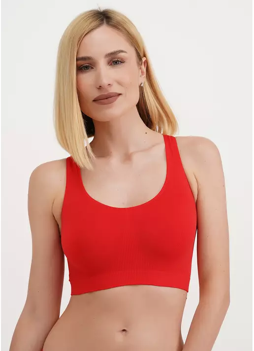 Безшовний топ на широких бретелях TANK TOP poinciana (червоний)