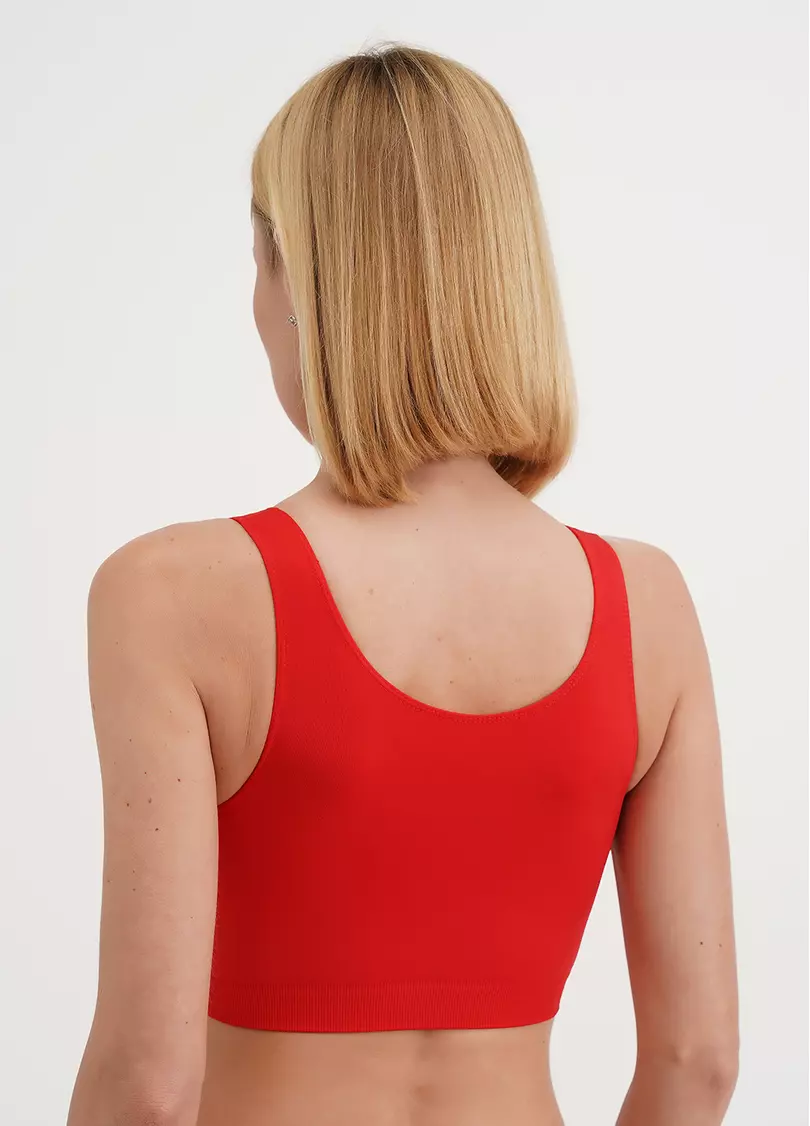 Бесшовный топ на широких бретелях TANK TOP poinciana (красный)