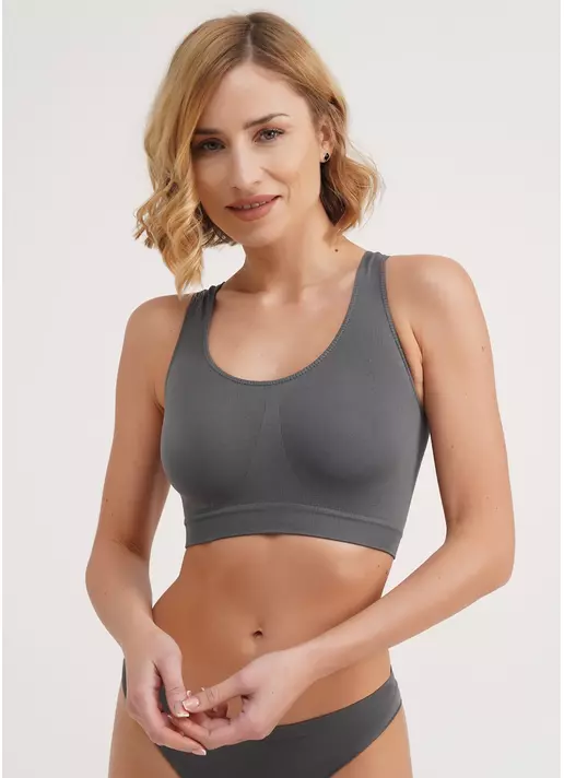 Безшовний топ на широких бретелях TANK TOP poppy seed (сірий) Безшовний топ на широких бретелях TANK TOP poppy seed (сірий)