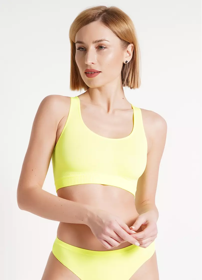 Бесшовный топ на широких бретелях TANK TOP yellow neon (неоновый желтый)