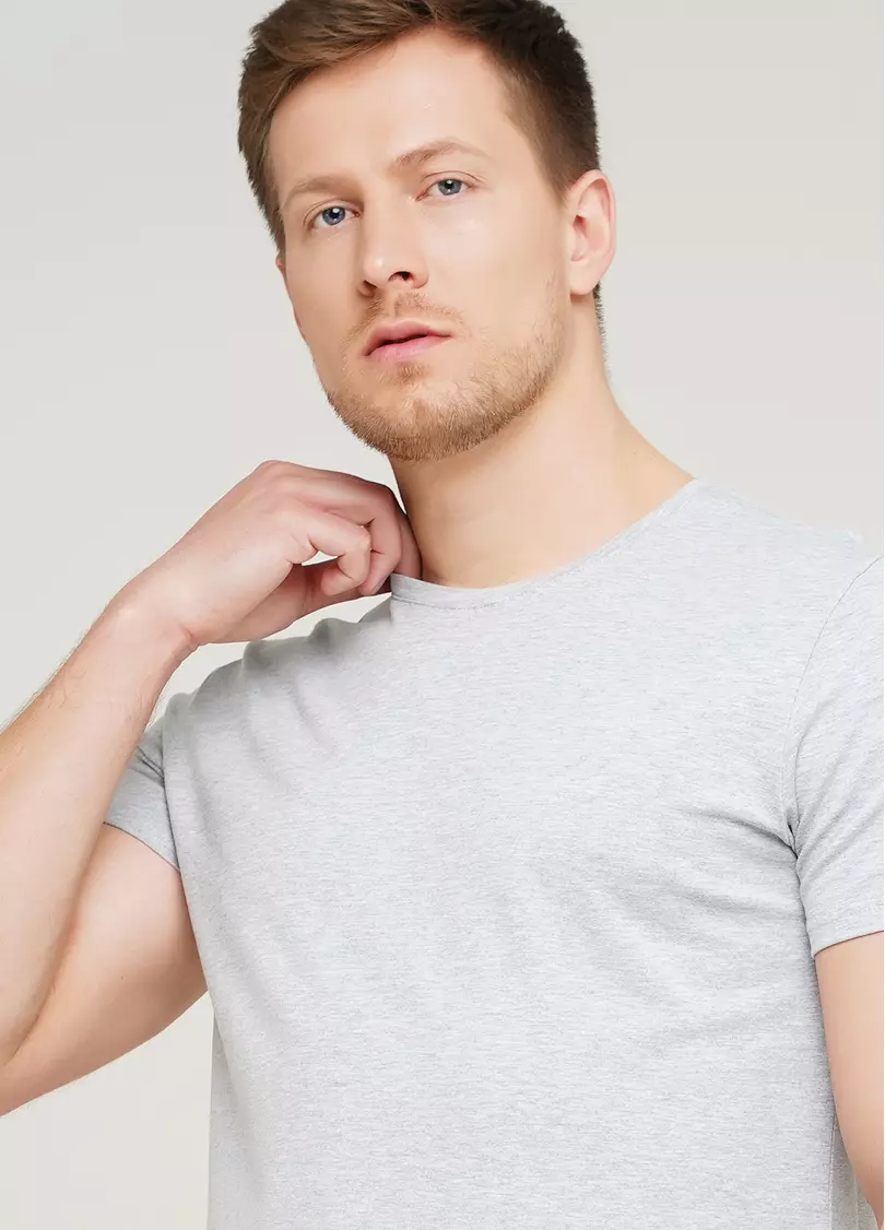 Класична чоловіча футболка Adam 49/409/010 (світло-сірий)