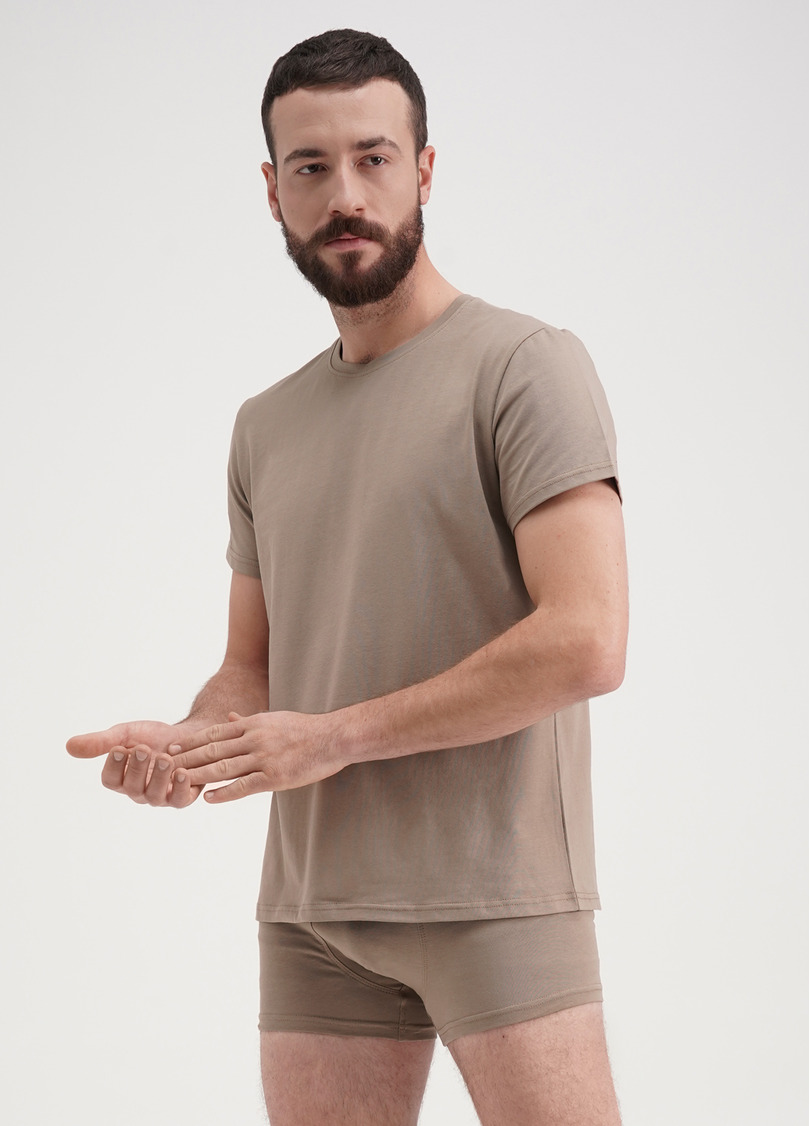 Класична чоловіча футболка Adam 49/409/010 mokko (бежевий)