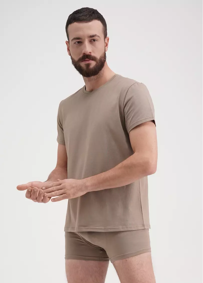 Класична чоловіча футболка Adam 49/409/010 mokko (бежевий)