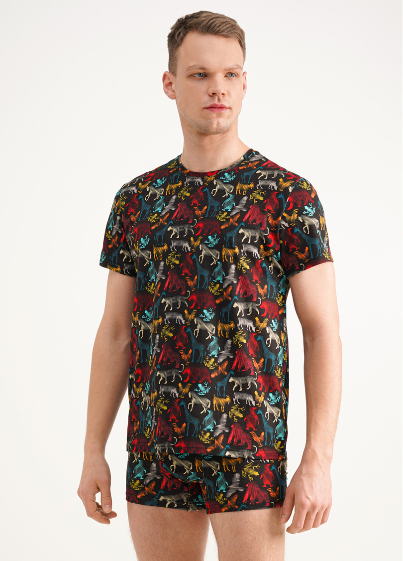 Чоловіча футболка з принтом Adam print 49/409/010 black/animal (чорний)