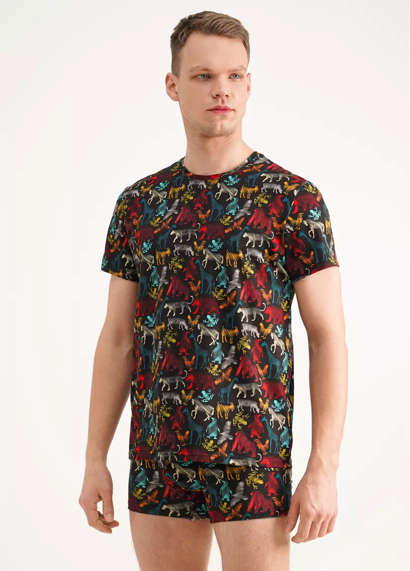 Мужская футболка с принтом Adam print 49/409/010 black/animal (черный)