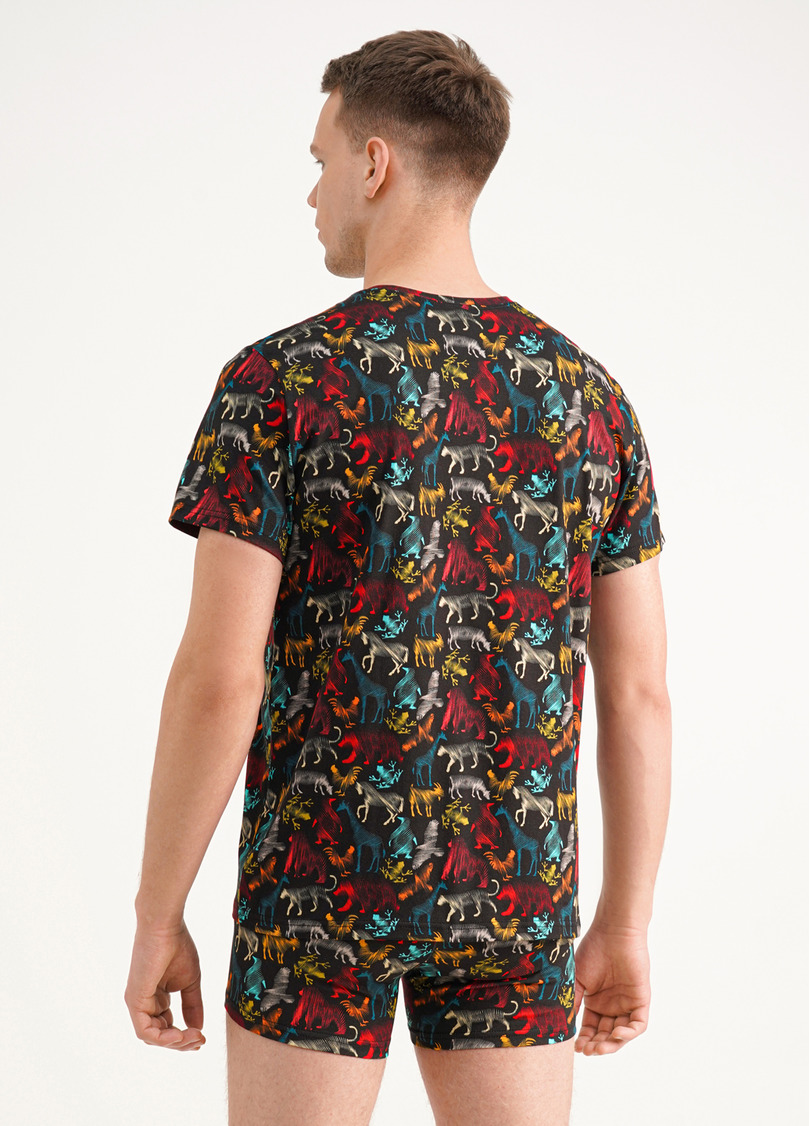 Чоловіча футболка з принтом Adam print 49/409/010 black/animal (чорний)