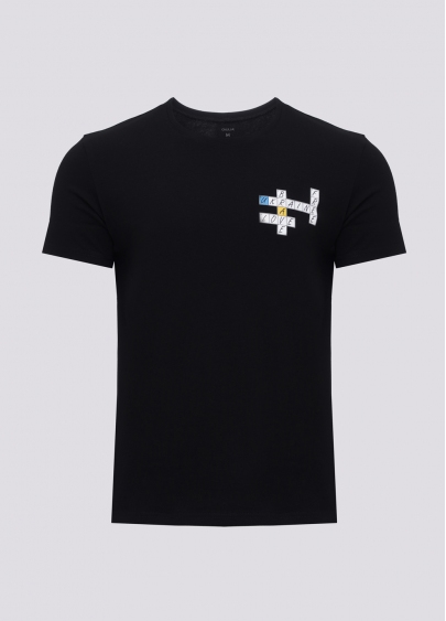 Чоловіча футболка з принтом "Love. Ukraine. Brave. Free." Adam print 49/409/010 black/crossword (чорний)