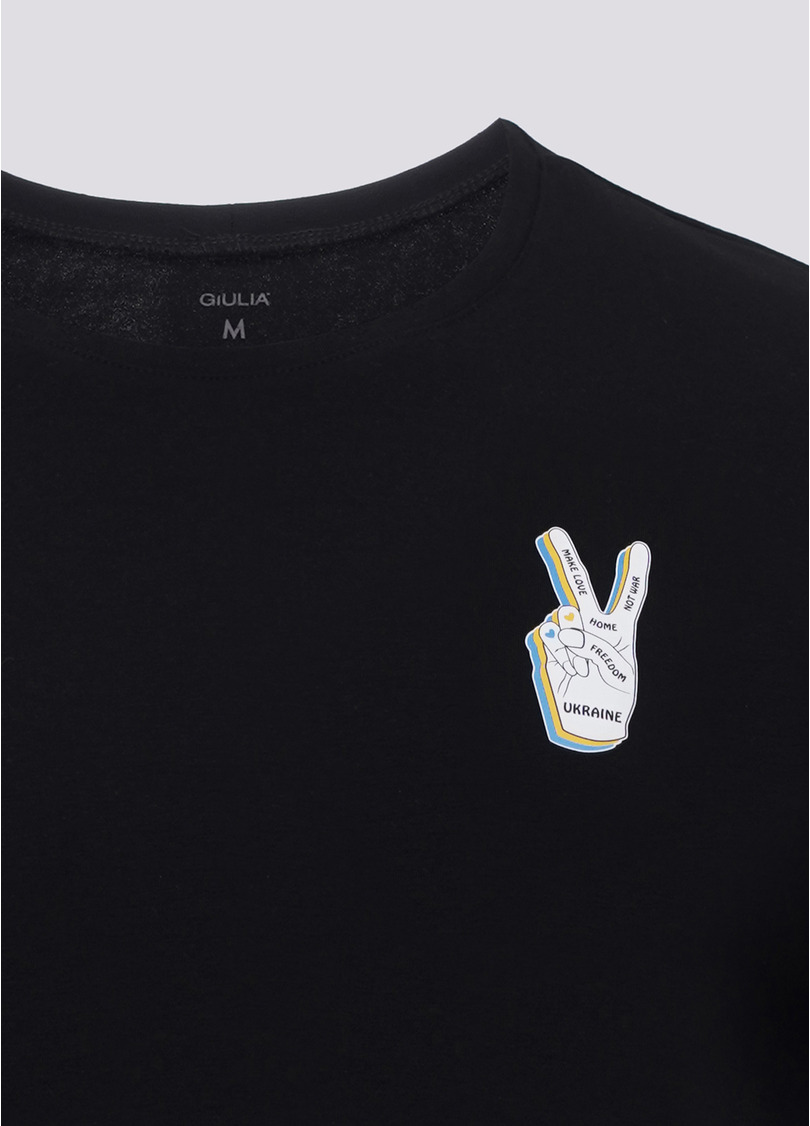 Мужская футболка с принтом "Украина" Adam print 49/409/010 black/hand (черный)