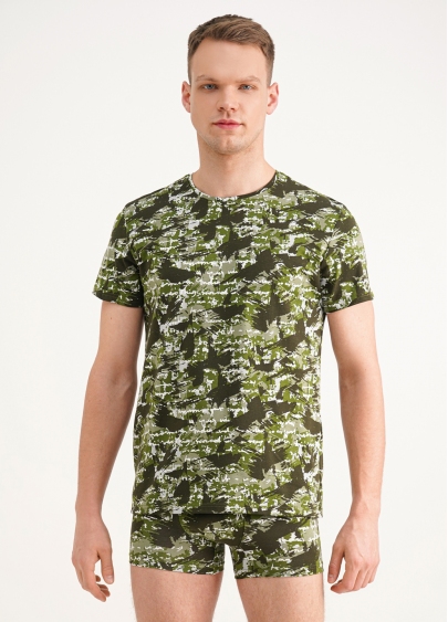 Чоловіча футболка з принтом Adam print 49/409/010 camouflage khaki (зелений)