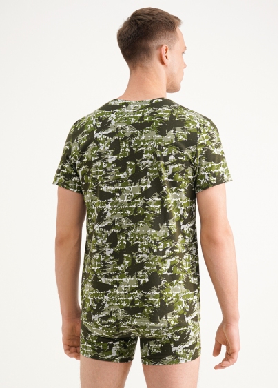 Чоловіча футболка з принтом Adam print 49/409/010 camouflage khaki (зелений)